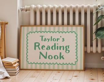 Personalised Reading Nook Print, Gift For Readers, Book Wall Art, Kids Room Decor, Bookish Prints, Custom Poster / Unframed