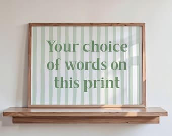 Custom Quote Print, Striped Retro Wall Decor, Personalised Gift, Text Wall Art, Landscape, Unframed