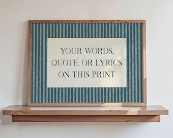Custom Quote Print, Striped Retro Wall Decor, Personalised Gift, Text Wall Art, Landscape