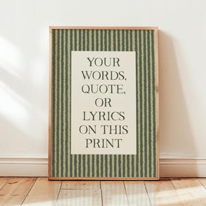 Custom Quote Print, Text Wall Art, Personalised Gift, Striped Print Wall Decor