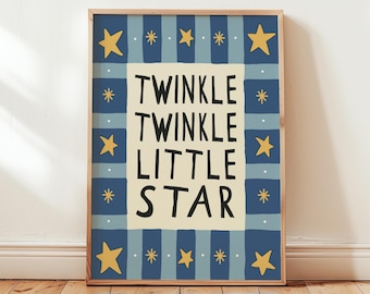 Kids Bedroom Wall Art, Twinkle Twinkle Little Star Print, Nursery Decor, Childrens Prints
