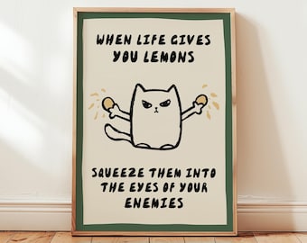 When Life Gives You Lemons Print, Typography Wall Art, Funny Quote Prints, Kitchen Decor