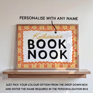 Personalised Book Nook Print, Reader Wall Art Home Decor, Bookish Prints, Custom Name Typography Poster, Reading Gift / Unframed