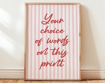Custom Quote Print, Personalised Wall Art, Striped Print, Trendy Home Decor Gift