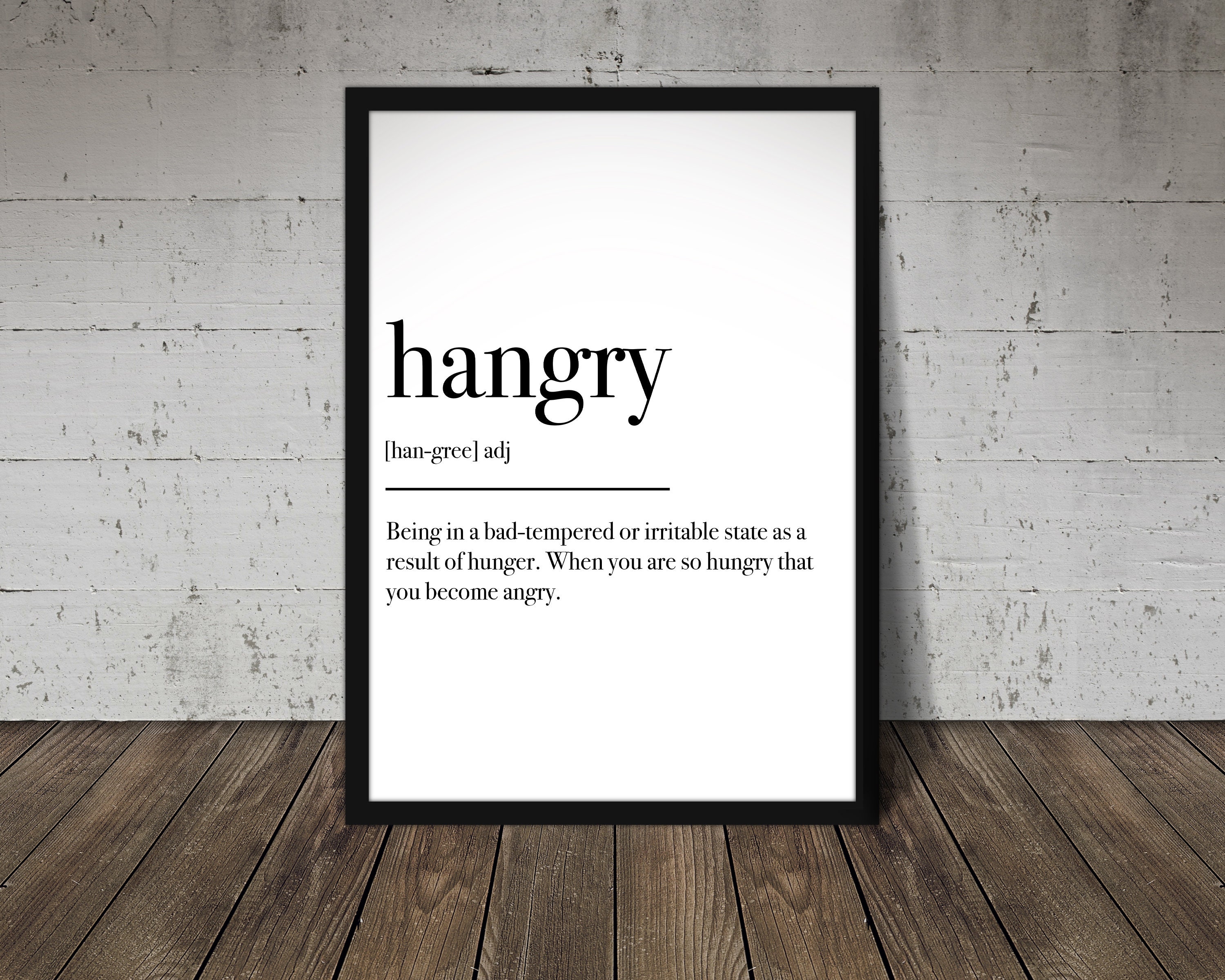 Hangry Definition Print Hangry Quote Poster Kitchen | Etsy
