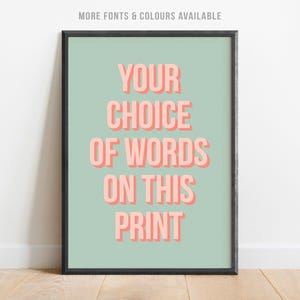 Affiche personnalisée 3D couleur avec citation, texte personnalisé, cadeau d'anniversaire, décoration murale typographique, paroles de chanson, créez la vôtre, poster bohème, impression sans cadre