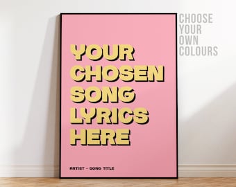 Custom Song Lyrics Print, Personalised Text, Birthday Gift, Music Typography Wall Art, Make Your Own Concert Poster, Unframed Print