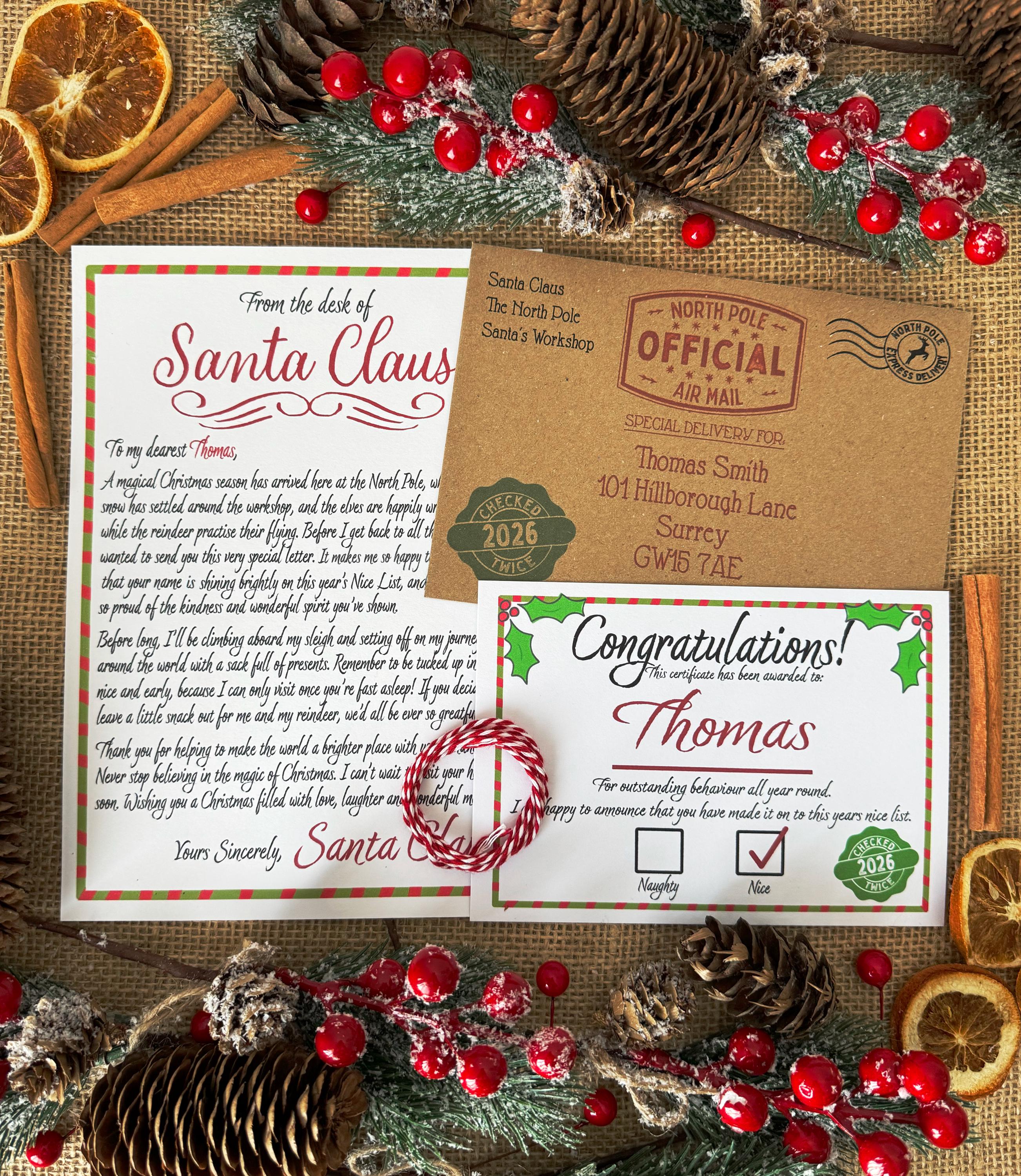 Personalised Letter From Santa - Father Christmas Nice List 2026