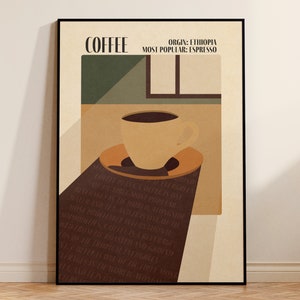 Retro Coffee Print, Modern Kitchen Decor, Coffee Wall Art, Retro Kitchen Food Poster 4x6 5x7 8x10 A4 A3 / Unframed