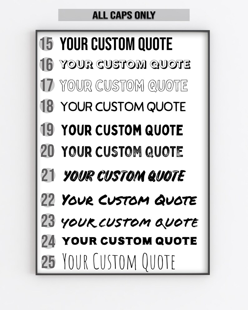 Custom Quote Print Personalised Text Personalized Poster Etsy