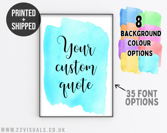 Custom Watercolour Quote Print Personalised Text Custom | Etsy