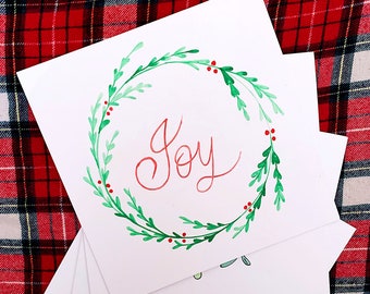 8 cartes de Noël peintes à la main avec enveloppes