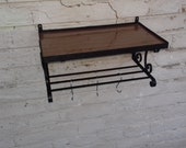 Vintage Garden Style Wrought Iron Two-Tier Shelf Plant Stand, Vintage Coat Rack, Mid Century Clothing Rack, Entryway Hanger , Wardrobe Shelf