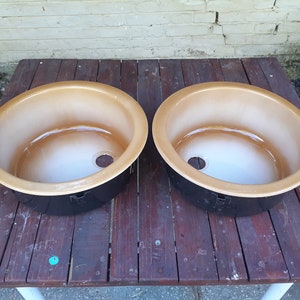Pair of identical built-in enamel sink, enamel kitchen sinks, build-in sinks, metal enamel sink, metal washbasin