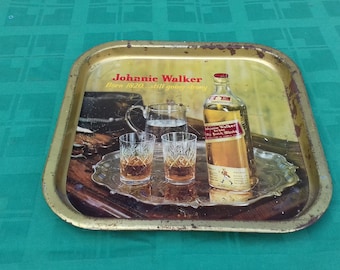 Vintage Johnnie Walker-dienblad, bardecor, jaren zeventig