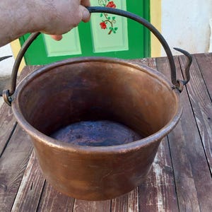 Antique Large Copper Cooking Pot, Large Copper Cauldron