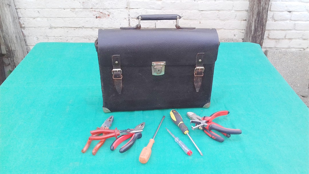 Leather Briefcase, Tool Bag, Electric Repairman Tool Bag, Leather Tool Case, Saddle Leather Bag