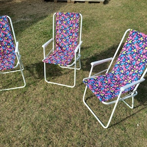Set of three Picnic folding Chairs,  Colorful flower design