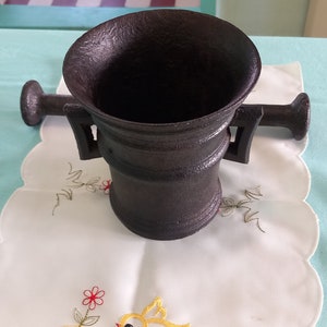 Cast iron antique Mortar and Pestle, Kitchen cottage décor