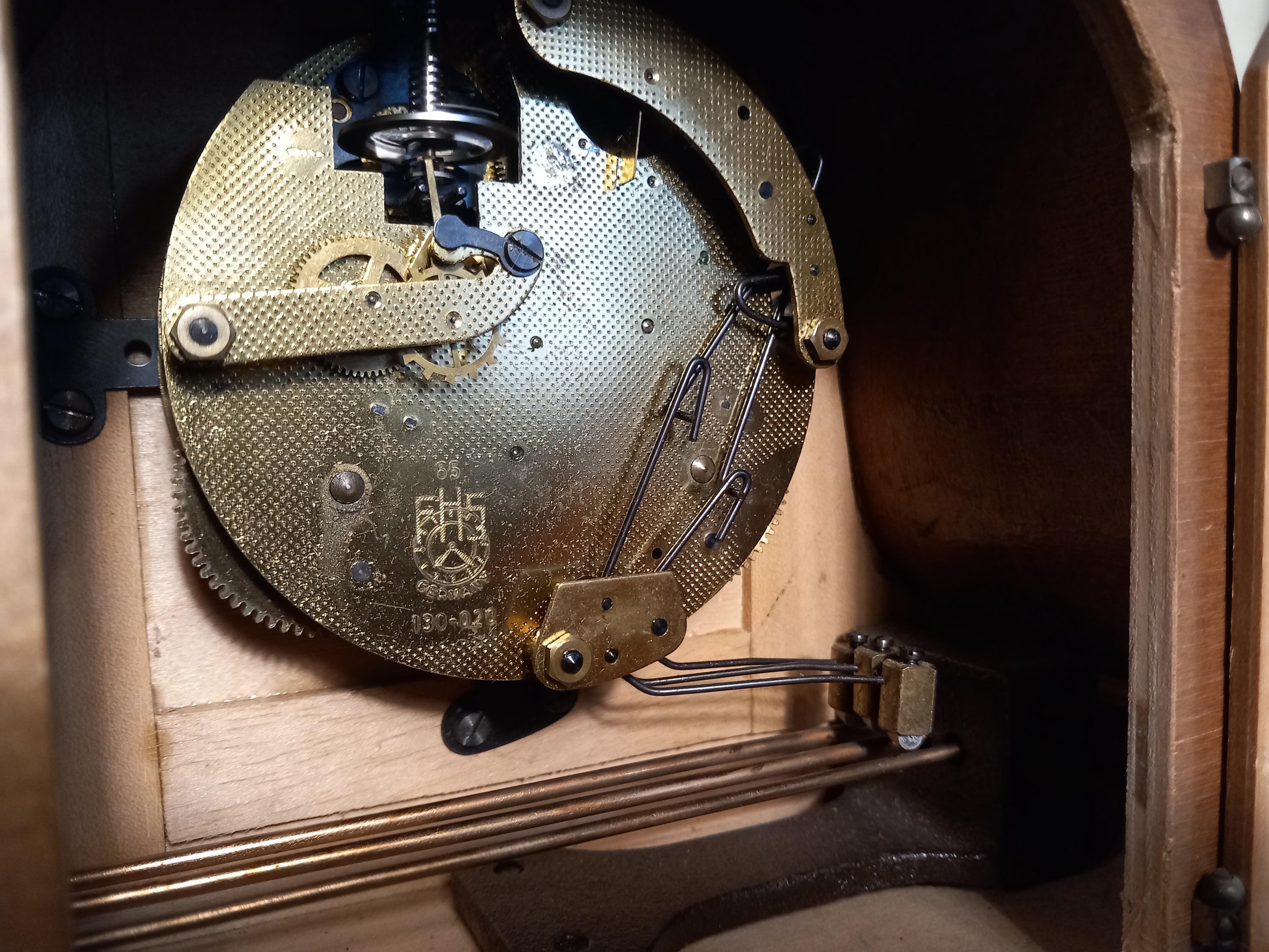 German Hermle Mantel Clock - Vintage Wood Case With Brass Trim - Etsy