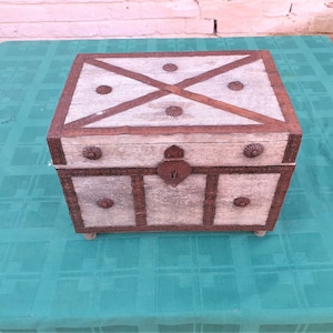 Rustic vintage unique wood chest ,treasure box, keepsake storage box
