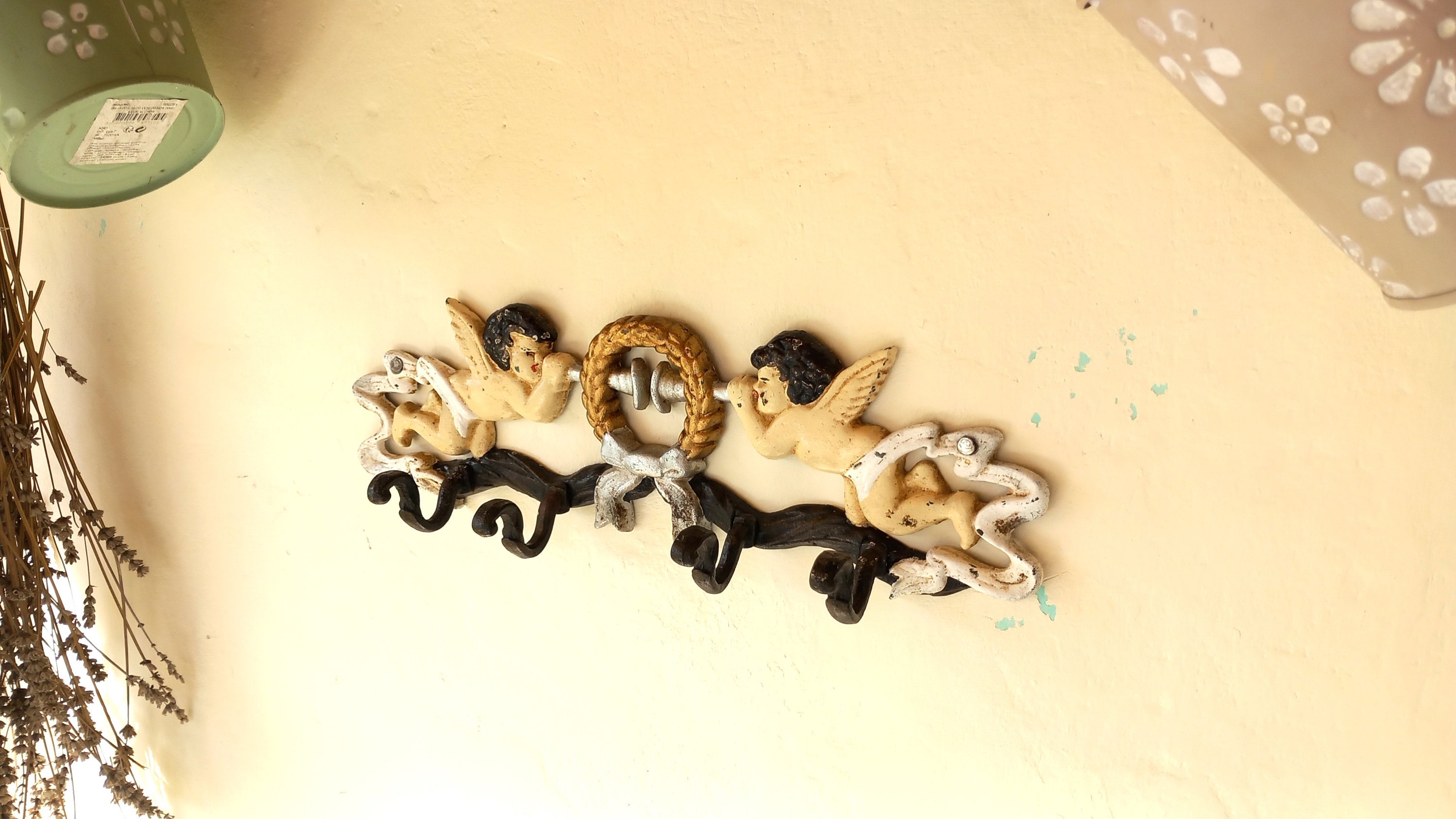 Vintage Cast Iron Coat Rack, Angel Decor, Painted Metal Hanger - Etsy ...