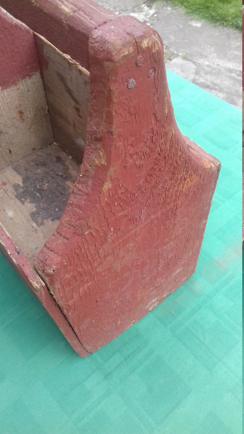 Primitive Antique Wooden Tool Box Carrier Carpenter Wood Etsy