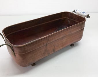 Fioriera in rame fatta a mano, Jardinière in rame vintage, Handgefertigter Pflanzkübel aus Kupfer