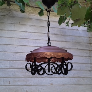 Lampadario in ferro battuto, lampada a sospensione rustica
