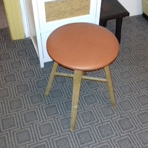 Retro Stool,  Year 50s/60s, Mid-Century Style, Very Rare, Beech Bent And Laminated Stool