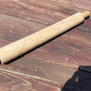 Antique Rolling Pin, long European Wooden Old Rustic Rolling Pin