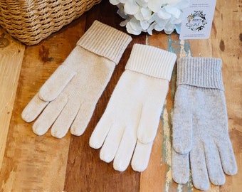 Luxurious 100% CASHMERE Gloves, Soft, Cosy, Thermal and Warm, Lovely Ladies Xmas Christmas Gift, part proceeds to Breast Cancer charity