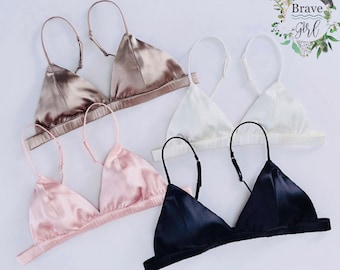 Soutien-gorge pour femme en soie de mûrier, haut court sans armatures, confortable sans armature, luxueux et doux, yoga, sport - une partie des bénéfices est reversée à la lutte contre le cancer du sein