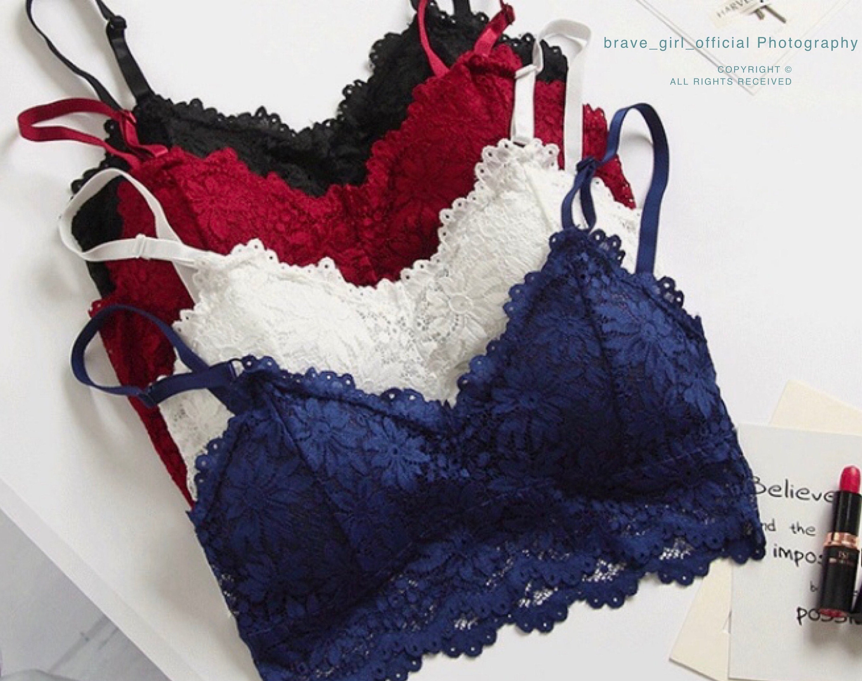 Everyday Bra Lace Triangle Bralette Sheer Scalloped Lingerie Top