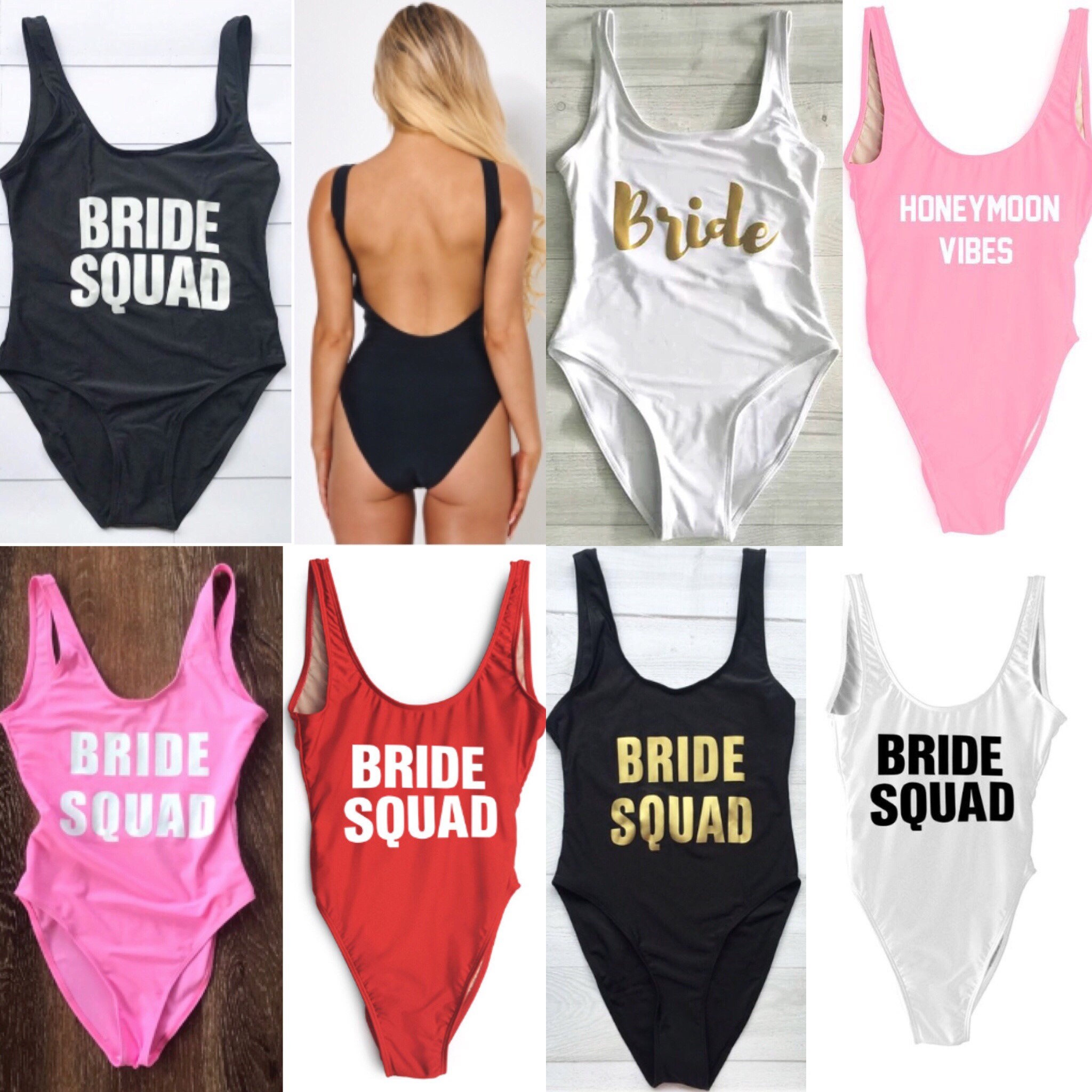 Ladies Pink BRIDE SQUAD Swimsuit 