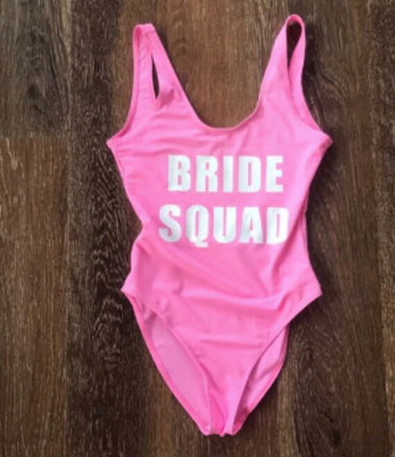 bride squad swimsuit pink