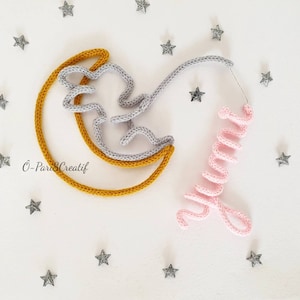 First name Tricotin decor moon and fisherman mouse