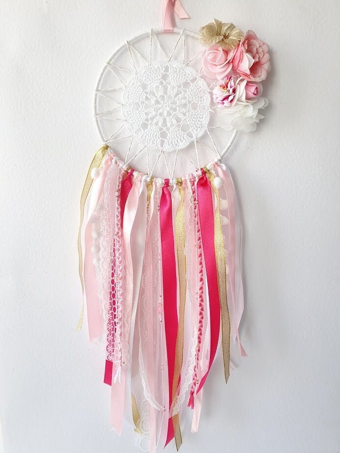 Attrape-Rêves Fuchsia Blanc et Or