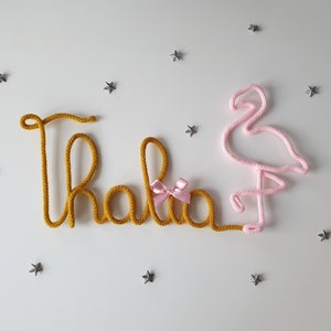 First name Tricotin flamingo decoration