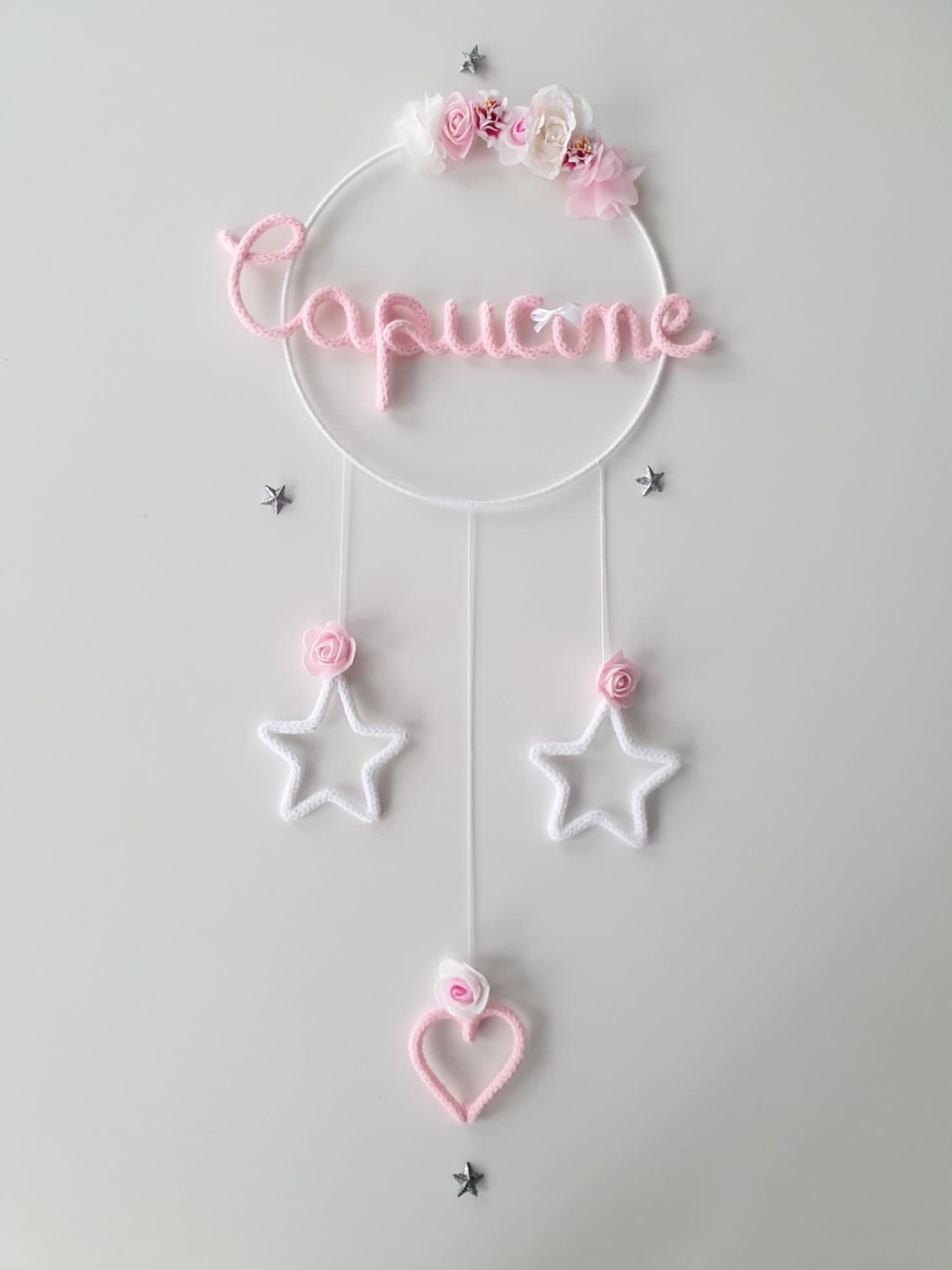 Suspension Tricotin + Pampilles Étoile et Coeur