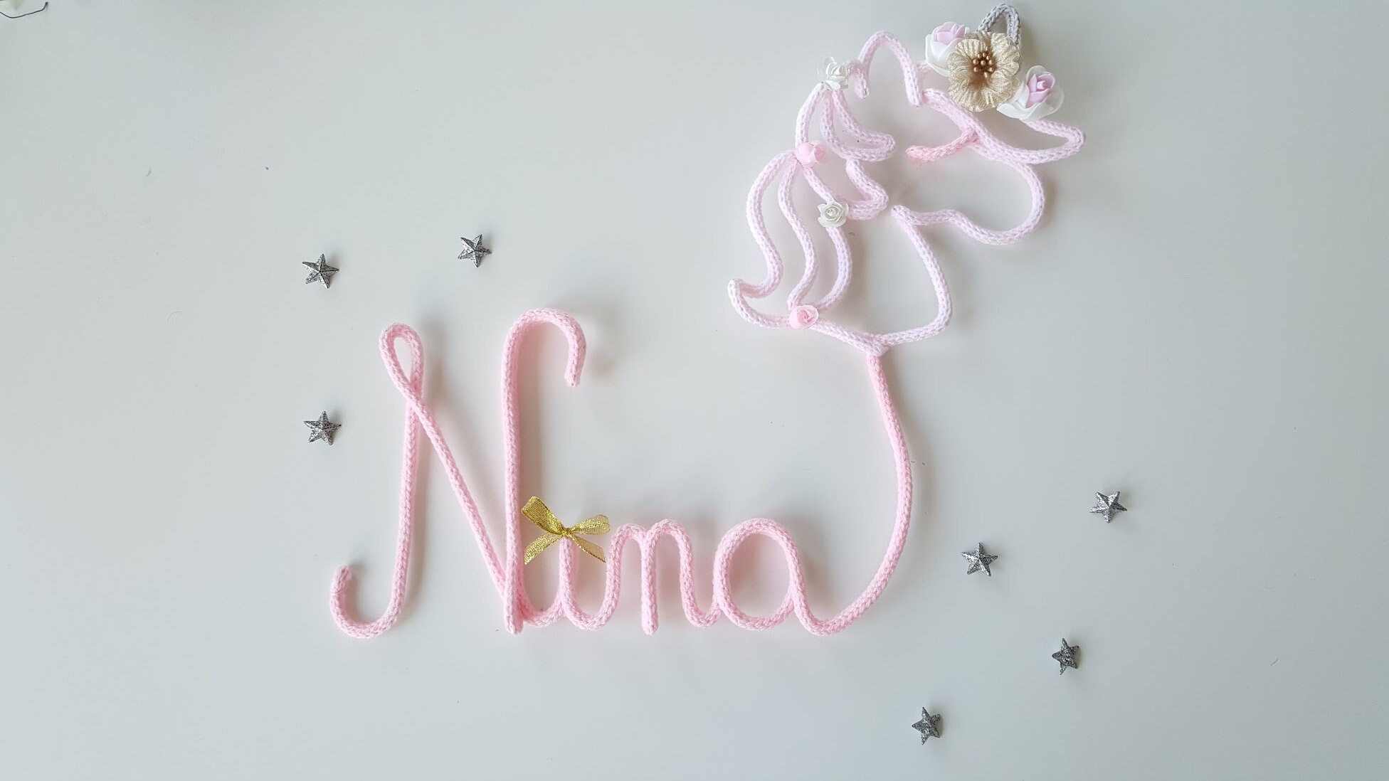 Prénom Tricotin Décor Licorne