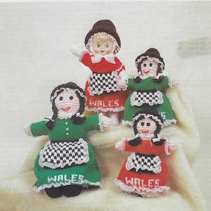 May include: A pattern for making Welsh rag dolls. The pattern includes instructions for making dolls in two sizes, 12½ inches and 19½ inches. The pattern also includes instructions for making clothes for a 15½ inch ready-made rag doll.