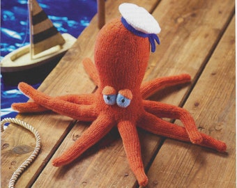 Alan Dart Knitting Pattern Ahoy Sailor Octopus Toy Doll in Double Knitting: Pages Removed from Simply Knitting Magazine.