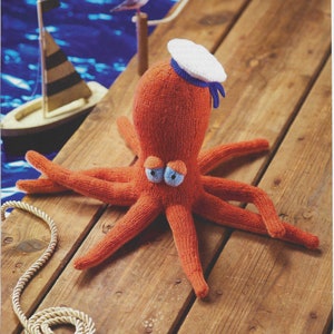Alan Dart Knitting Pattern Ahoy Sailor Octopus Toy Doll in Double Knitting: Pages Removed from Simply Knitting Magazine.