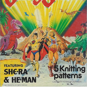 Original Vintage Gary Kennedy Intarsia Masters of the Universe, Grayskull She-Ra He-Man Knitting Pattern Booklet: 5 Picture Jumpers Sweaters