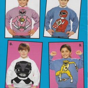 Original Vintage Gary Kennedy Intarsia Power Rangers Knitting Pattern Booklet: 9 Knitting Patterns for Kids Adults Picture Jumpers Sweaters