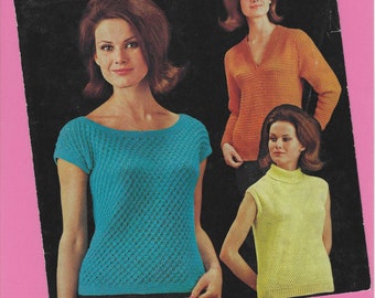 Original Vintage Copley Knitting Pattern 366 - Three Woman's Sweaters Jumpers Pullovers Tops in 4-Ply to fit Chests 32-38"