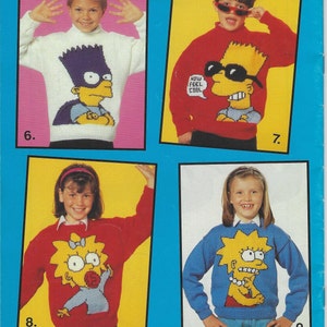 Original Vintage Gary Kennedy Intarsia The Simpsons Knitting Pattern Booklet: 9 Knitting Patterns for Kids Adults Picture Jumpers Sweaters .