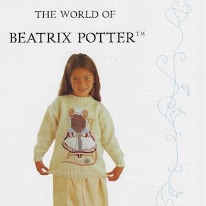 TDB World of Beatrix Potter Knitting Pattern Leaflet: Kid's Mouse Knitting Picture Sweater Jumper, DK, Age 5-12. Intarsia