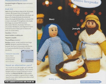 Knitting Pattern Ten-Piece Christmas Nativity Crib Set Decoration in Double Knitting: Pages Removed from Lets Knit Magazine.